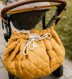 Play&Go Legetøjstæppe - Ø120 - Soft Organic - Mustard Chai Tea