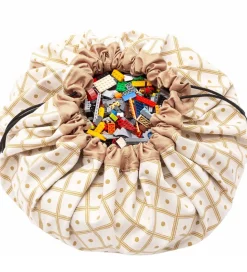 Play&Go Legetøjstæppe - Ø140 cm - Geo Mustard