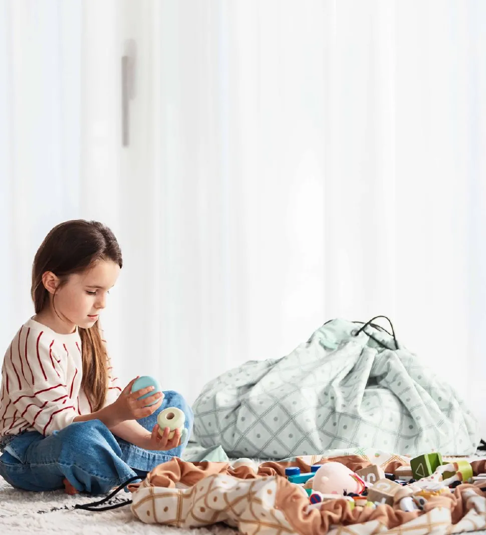 Play&Go Legetøjstæppe - Ø140 cm - Geo Green