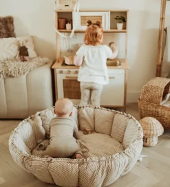 Play&Go Legetæppe - 3-i-1 - Ø130 cm - Bloom Stripes Blue