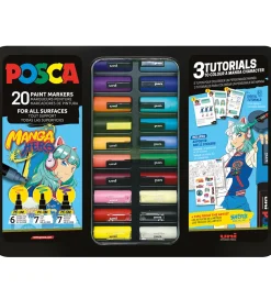 Posca Tuscher m. Metalkasse - 20 stk. - Manga Hero