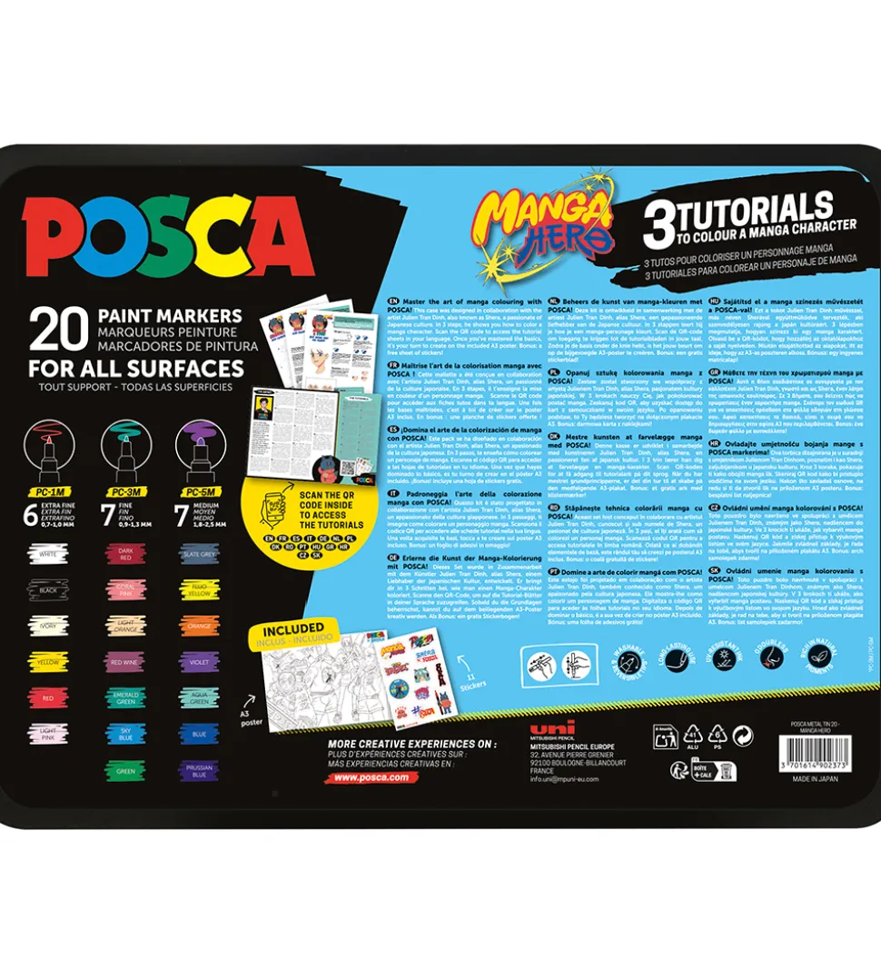 Posca Tuscher m. Metalkasse - 20 stk. - Manga Hero