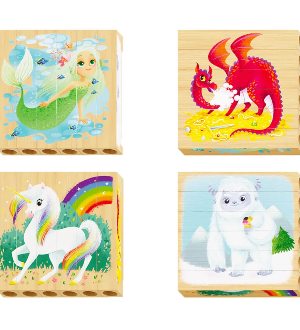 Quercetti Puslespil - Playbio Træ - Fabeldyr - 4x6 Brikker - 807