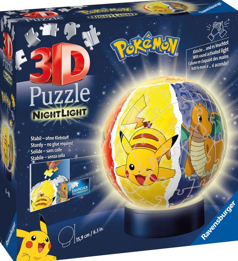 Ravensburger 3D Puslespil/Lampe - 74 Brikker - Ø12,9 cm - Pokémo