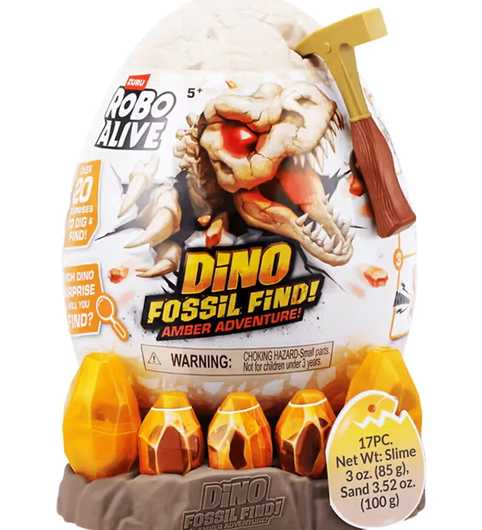 Robo Alive Legetøj - Dino Fossil Find - Amber Adventure