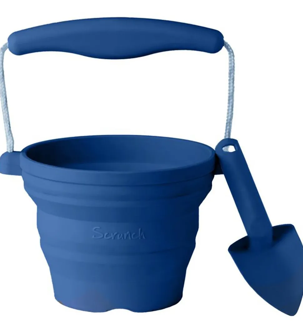 Scrunch Foldbar Spand m. Skovl - 11x9 cm - Midnight Blue