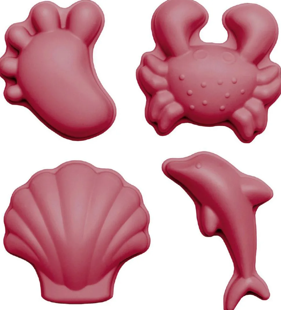 Scrunch Sandforme - 4 stk. - Silikone - 6,5-10,5 cm - Cherry Red