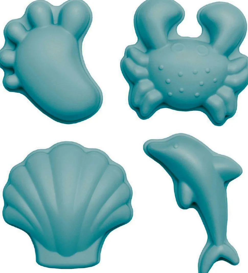 Scrunch Sandforme - 4 stk. - Silikone - 6,5-10,5 cm - Petrol