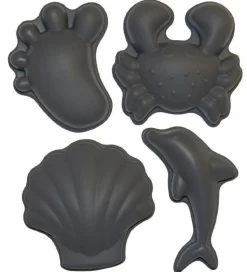 Scrunch Sandforme - 4 stk - Silikone - 6,5-10,5 cm - Mørkegrå