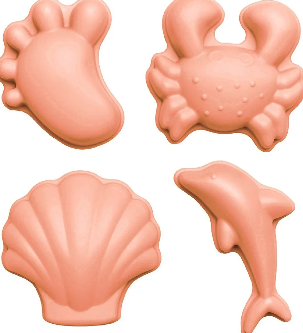 Scrunch Sandforme - 4 stk. - Silikone - 6,5-10,5 cm - Coral