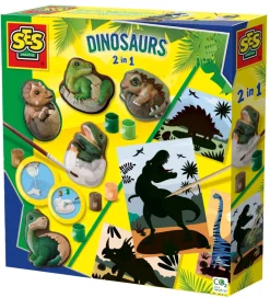SES Creative - Støb & Mal - Dinoer m. Skrabeark