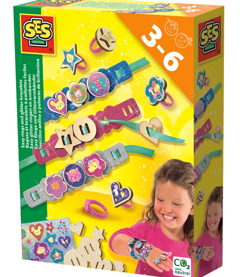 SES Creative Kreasæt - Glimmer-armbånd og Ringe