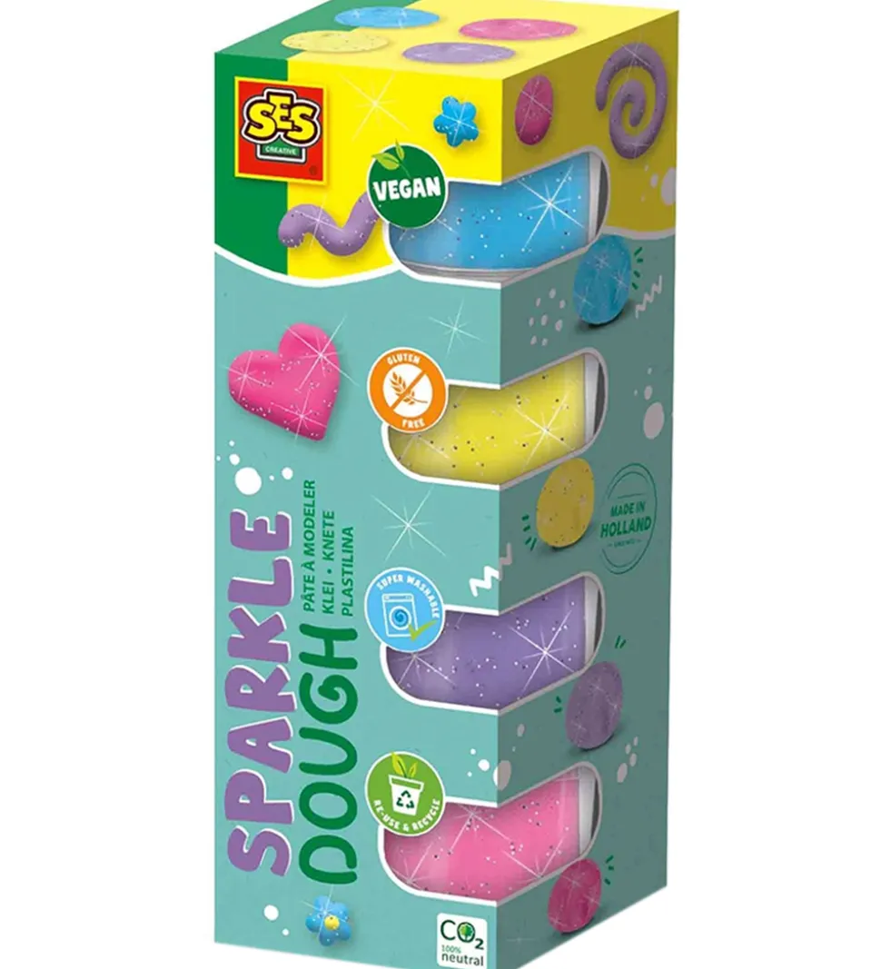 SES Creative Modellervoks - 4x90gr - Silkeblød Glitter