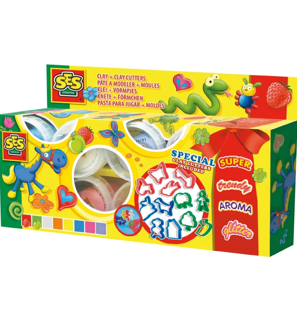 SES Creative Modellervoks - 8 Farver m. Udstikkere/Duft/Glimmer