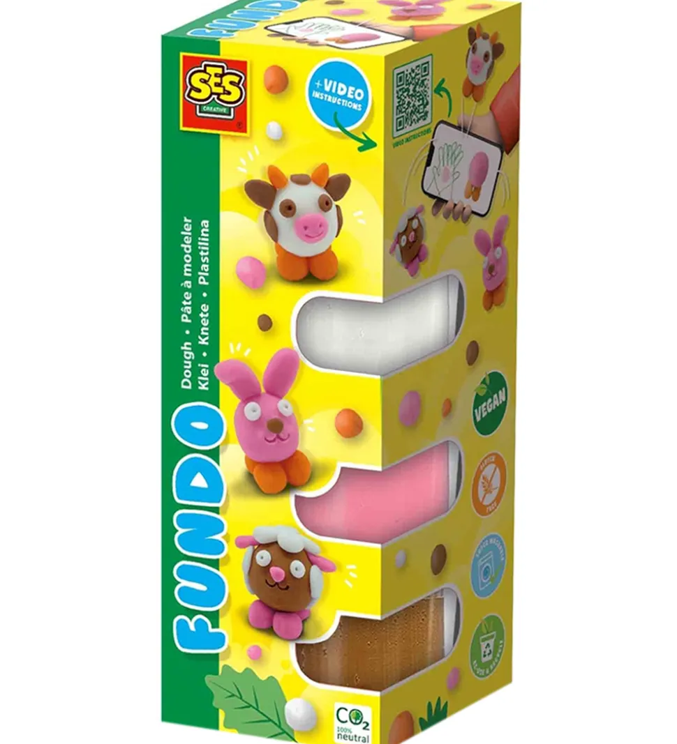 SES Creative Modellervoks - 3x90gr/1x40g - FunDo Bondegårdsdyr