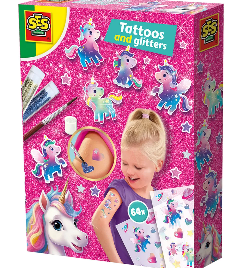 SES Creative Tatoveringer Og Glitter - Enhjørning