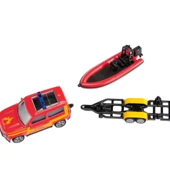 Siku Bil m. Båd - Land Rover Defender m. Boat - Rød/Gul