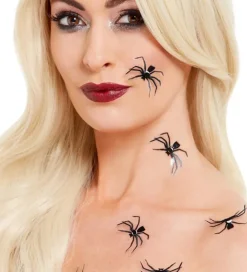 Smiffys Klistermærker - 3D Spider Stickers - 6-pak - Sort