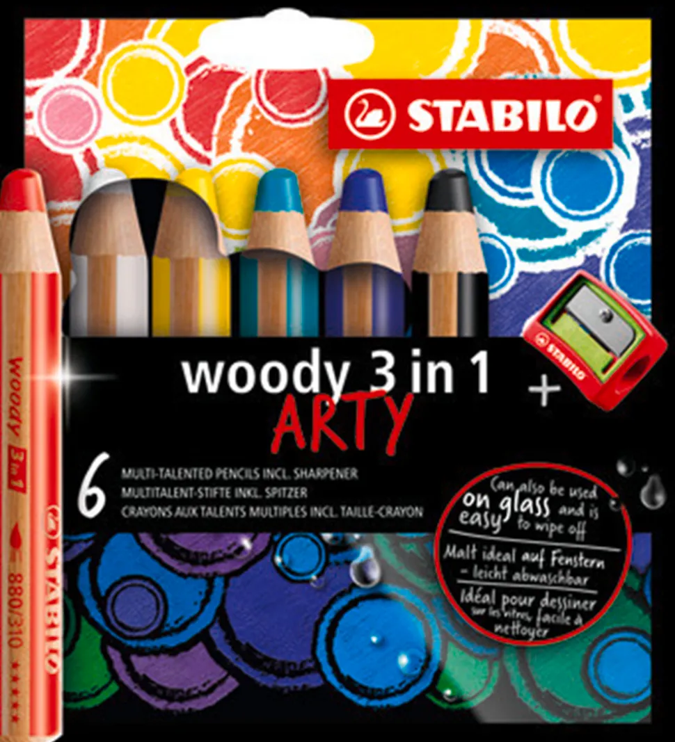 Stabilo Farveblyanter - Woody 3-i-1 Arty - 6 stk. - Multifar
