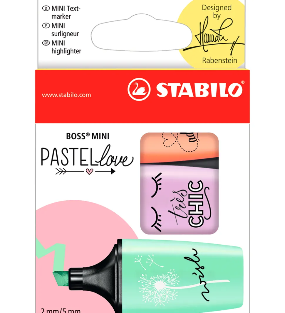 Stabilo Overstregningstuscher - Mini Pastel - 3 Stk - Multifarve