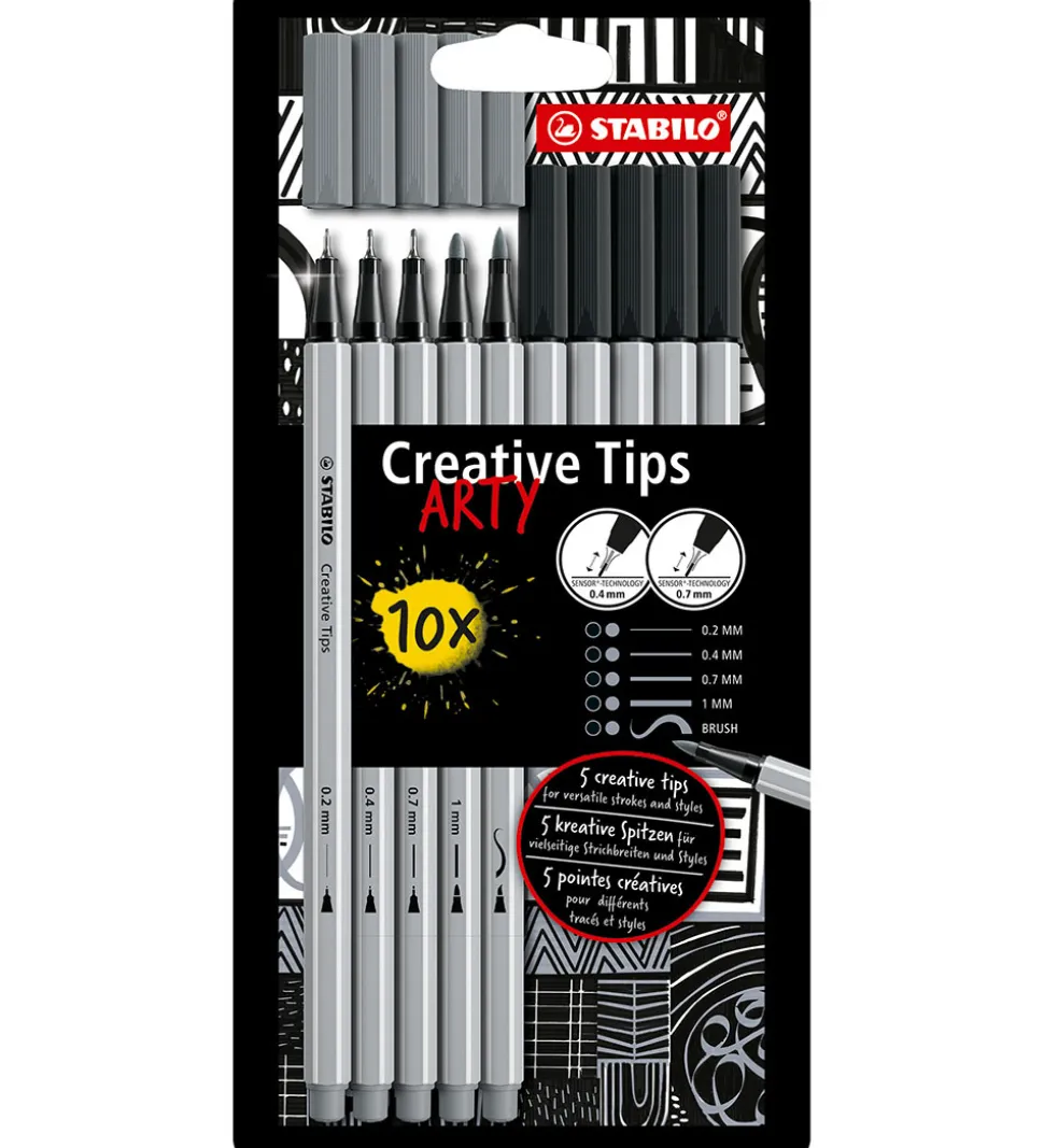 Stabilo Tuscher - Creative Tips Arty - 10 stk. - Sort/Grå