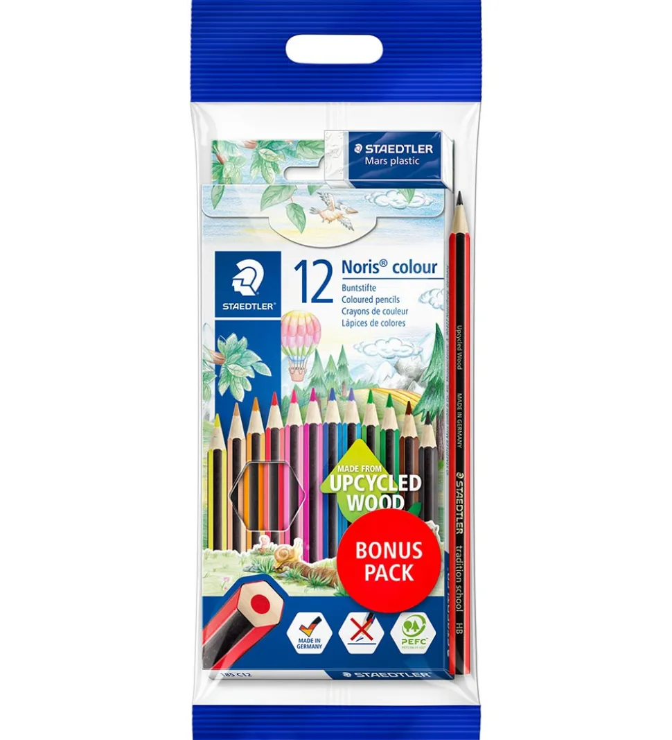 Staedtler Farveblyanter - Noris Upcycled Wood - Bonus Pack - 12+