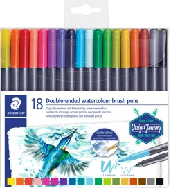Staedtler Tuscher - 18 stk. - Double-ended Watercolour Brush Pen