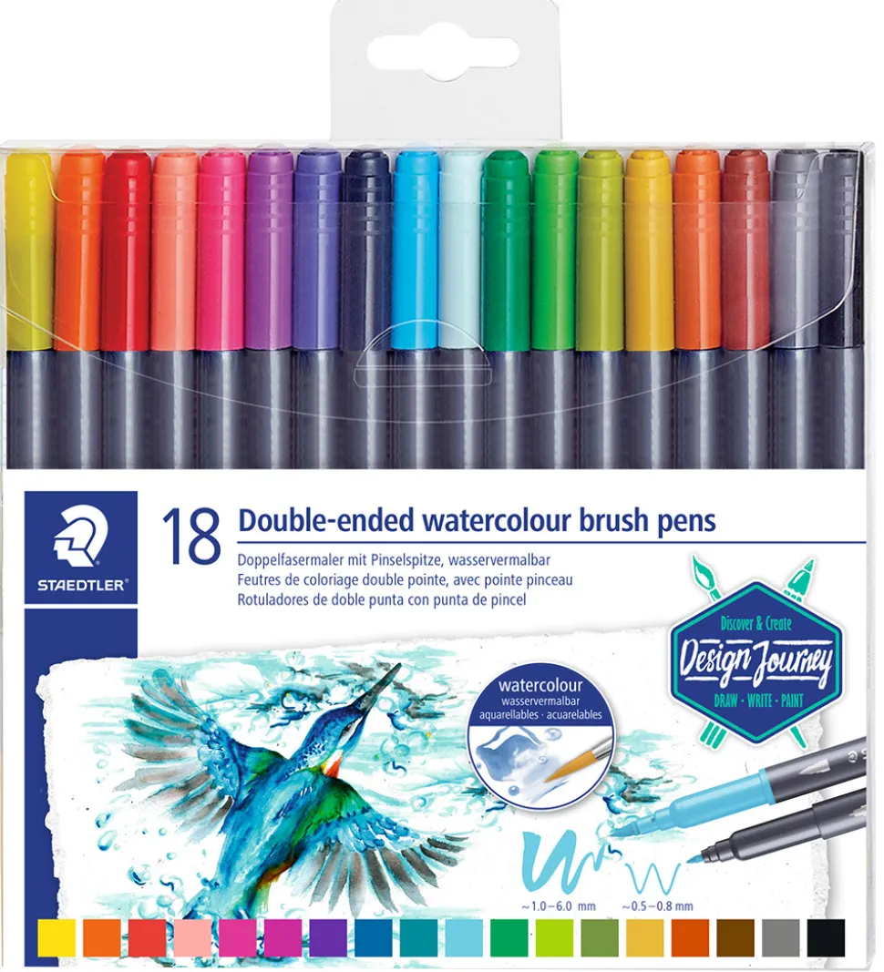 Staedtler Tuscher - 18 stk. - Double-ended Watercolour Brush Pen