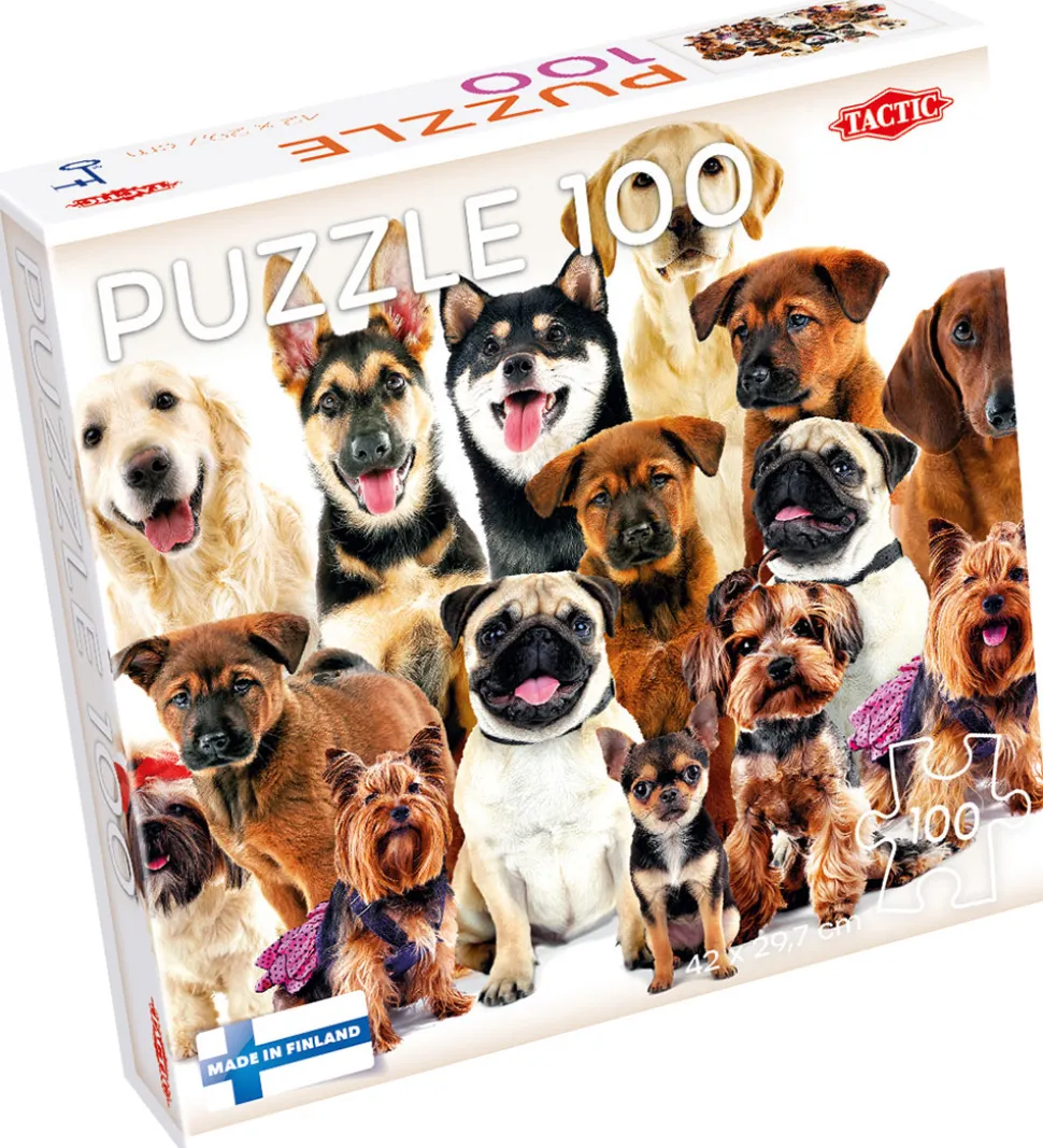 TACTIC Puslespil - Group of Cute Dogs - 100 Brikker