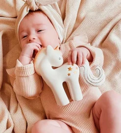 Tikiri Bidelegetøj - Naturgummi - Stjerne Enhjørning - Hvid